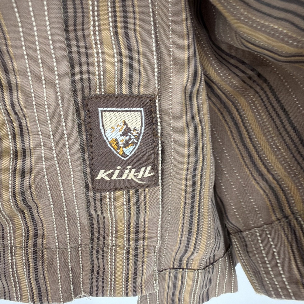 Kuhl Brown Striped Short Sleeve M Button Up Camp Shirt Outdoor Hiking Gorpcore - Picture 6 of 8